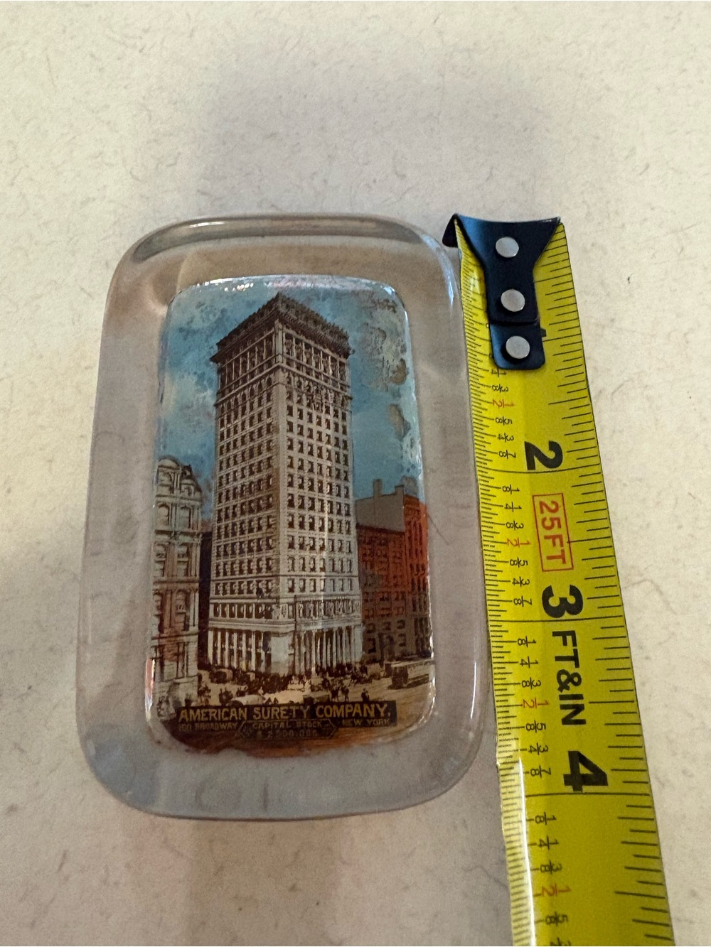Antique Clear Glass Paperweight/ American Surety Building - Picture 5 of 5